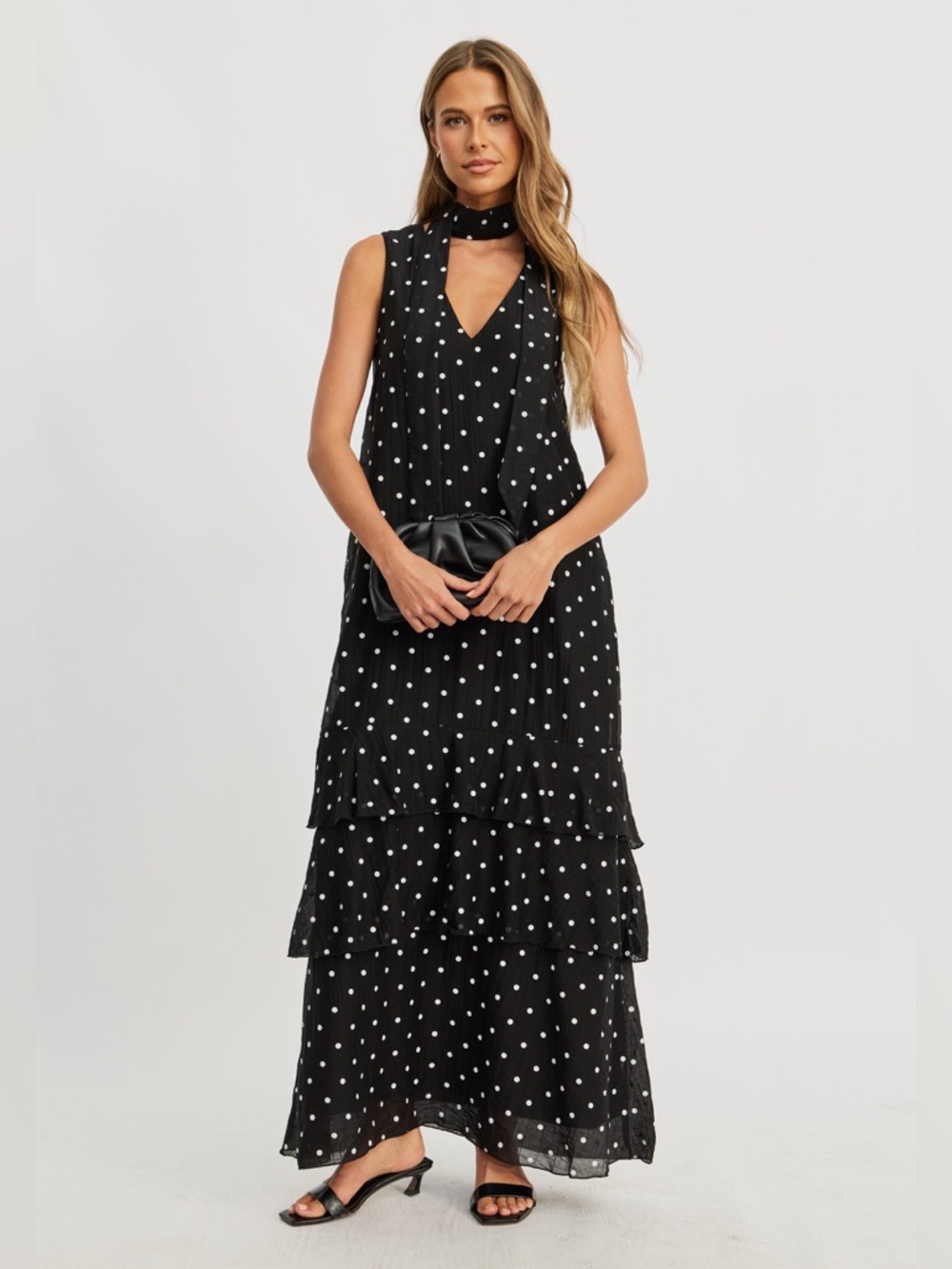 NWT Maternity Maxi Dress L - Baby Shower / Photoshoot - Apero Label Polka Dot
